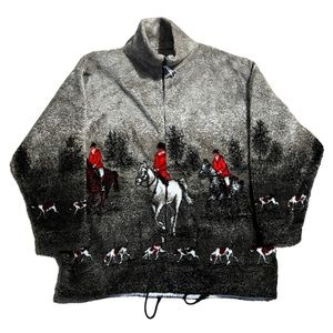 Vintage Horsemen/Dogs Zip Up Fleece